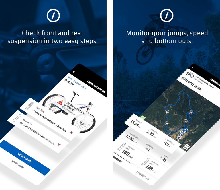 Configuring suspensiones, altitude, speed, jumps, bumps, etc with Mondraker MIND App